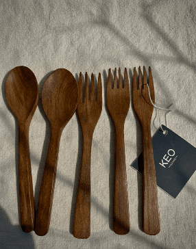 Wooden Cutlery set (6 pieces of wooden Spoons & Fork)